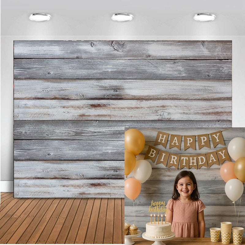 Dudaacvt 7x5ft White Wood Backdrop for Photography â€“ Vintage Wooden Board Background Birthday Party Wedding Baby Shower Photo Booth Decoration Banner Backdrop D400 - Image 1